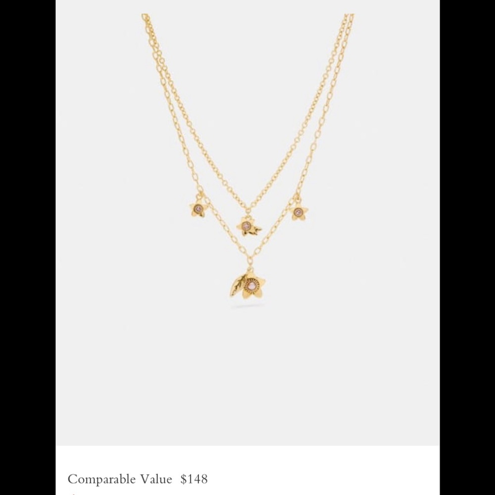 Coach Women's Wildflower Pearl ,necklace ,gold and pink .NWOT! - Picture 2 of 4